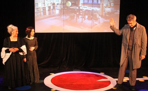 Kathleen McManus (from left), Ashley Anderson and Mark Cosby performed in a recent Essential Theatre production of “Ada and the Memory Engine” by Lauren Gunderson. Anderson played Ada Byron Lovelace. CONTRIBUTED BY ELISABETH COOPER