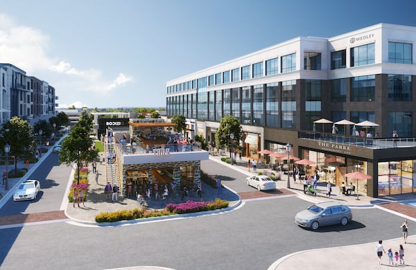 A rendering of Medley at Johns Creek. The $560 million town center project aims to redefine suburban Johns Creek’s city center with a new hotel, office space, hundreds of housing units and a variety of shops and restaurants. (Courtesy of Toro Development Co.)