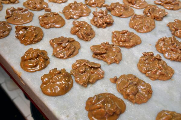 Freshly made pralines at River Street Sweets on River Street.