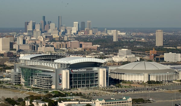 FILE - The Reliant Park/Astrodome/Reliant Stadium complex as seen from the air, Jan. 19, 2004, in Houston. (Karl Stolleis/Houston Chronicle via AP, File)