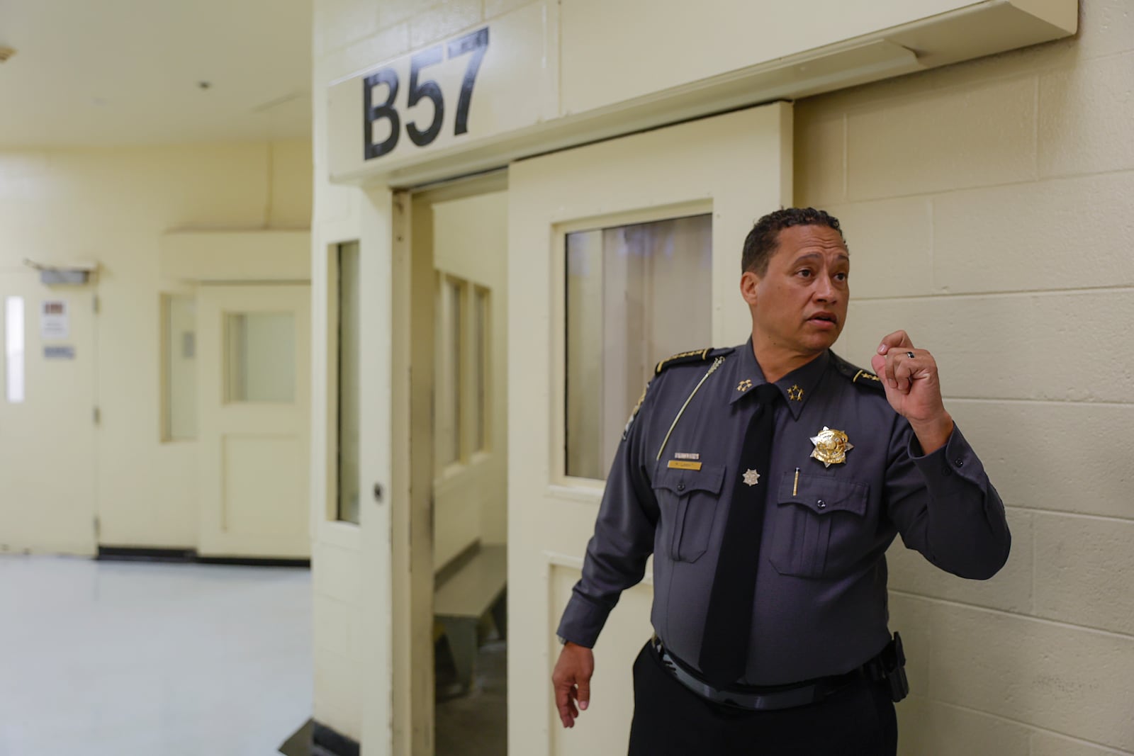 Fulton County Sheriff Patrick Labat gives a tour of Fulton County Jail on Thursday, March 30, 2023. (Natrice Miller/ natrice.miller@ajc.com)