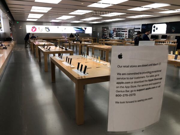 Apple stores, like this one in Cumberland Mall, have been ordered closed by headquarters to help prevent the spread of coronavirus.