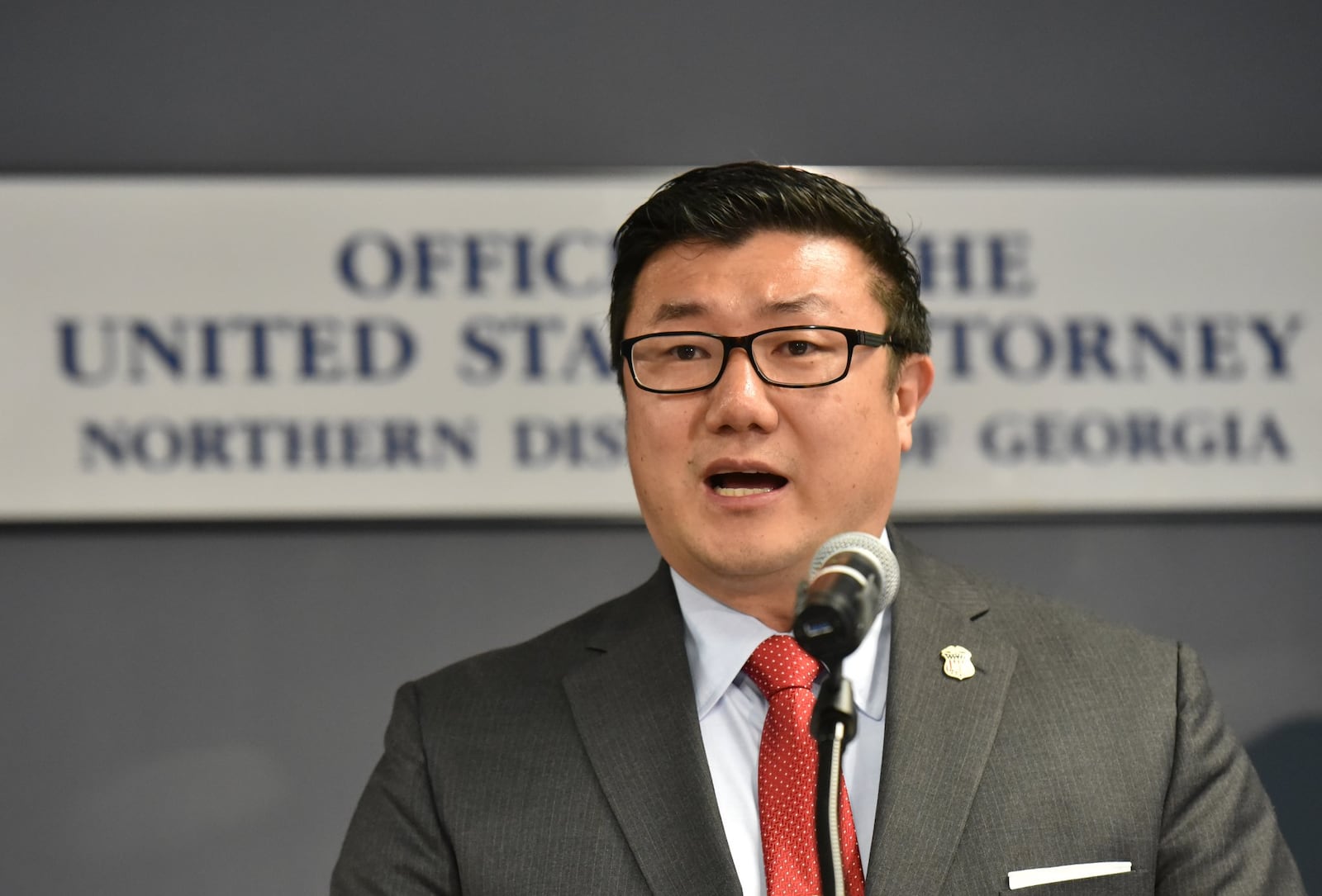 April 5, 2018 Atlanta - U.S. Attorney Byung J. "BJay" Pak speaks about bribery scandals at Atlanta City Hall during a press conference at the Richard B. Russell Federal Building on Thursday, April 5, 2018. Rev. Mitzi Bickers made her first appearance in federal court Thursday to face charges that she took $2 million in bribes to steer city of Atlanta contracts to at least two contractors from 2010 to 2015. She was released on a $50,000 appearance bond. HYOSUB SHIN / HSHIN@AJC.COM