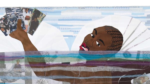 This is a detail shot of Atlanta artist Dawn Williams Boyd's cloth painting, "Sankofa." The piece was recently acquired by the Metropolitan Museum of Art in New York. Courtesy of Dawn Williams Boyd