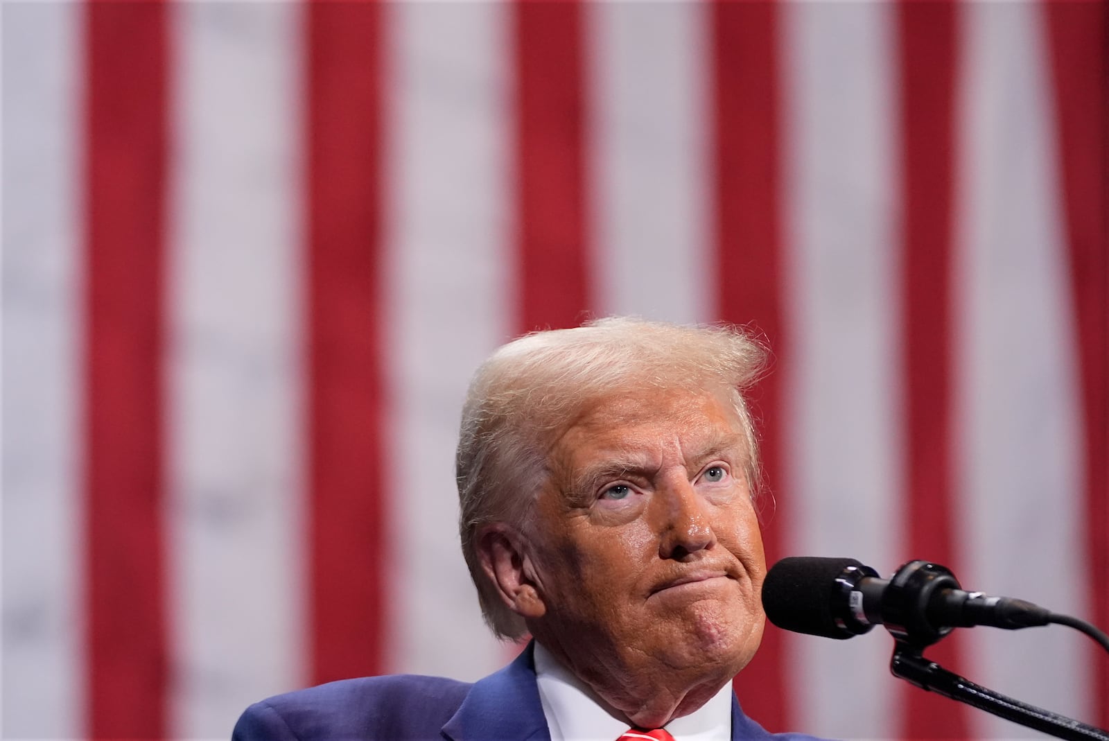 Republican presidential nominee former President Donald Trump speaks at a campaign event at the Cobb Energy Performing Arts Centre, Tuesday, Oct. 15, 2024, in Atlanta. (AP Photo/Alex Brandon)