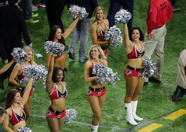  FEBRUARY 5, 2017 HOUSTON TX Falcons cheerleaders on the sideline. The Atlanta Falcons meet the New England Patriots in Super Bowl LI at NRG Stadium in Houston, TX, Sunday, February 5, 2017. John Spink/AJC