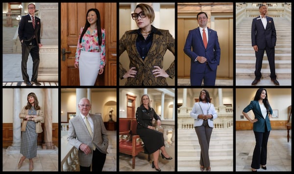 The 2023 best-dressed legislators are: (top row, left to right) Rep. Tyler Paul Henry, R-Bremen; Rep. Soo Hong, R-Lawrenceville; Rep. Inga Willis, D-Atlanta; Rep. Scott Hilton, R-Peachtree Corners; Rep. James Beverly, D-Macon; (bottom row, left to right) Rep. Teri Anulewicz, D-Smyrna; Sen. Rick Williams, R-Milledgeville; Sen. Shelly Echols, R-Alto; Sen. Tonya Anderson, D-Lithonia; and Sen. Nabilah Islam, D-Lawrenceville. Natrice Miller/The Atlanta Journal-Constitution)