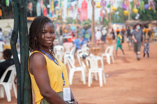 Hanifatou Dobila, the youngest director and actress to take part in Recreatrales, an international theater festival held in Ouagadougou, Burkina Faso, poses for a photo Monday, Oct. 28, 2024. (AP Photo/Kilaye Bationo)