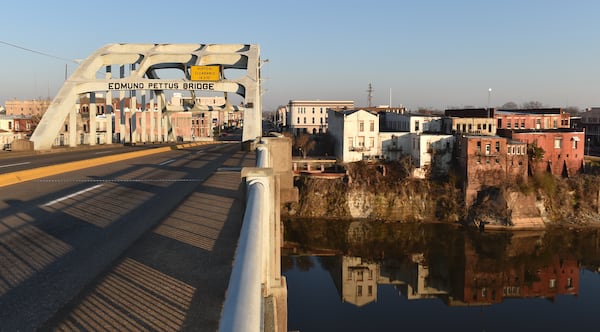 Selma Alabama was the site of Bloody Sunday, a civil rights movement that would gain the attention of the country.  On Sunday March 7, 1965 Hosea Williams and John Lewis led a group of 600 over the Edmund Pettus Bridge in an attempt to march to Montgomery to demand equal voting rights.  The group was met by police who uses tear gas and clubs to disburse the group, sending more than 50 to the hospital.  BRANT SANDERLIN / BSANDERLIN@AJC.COM