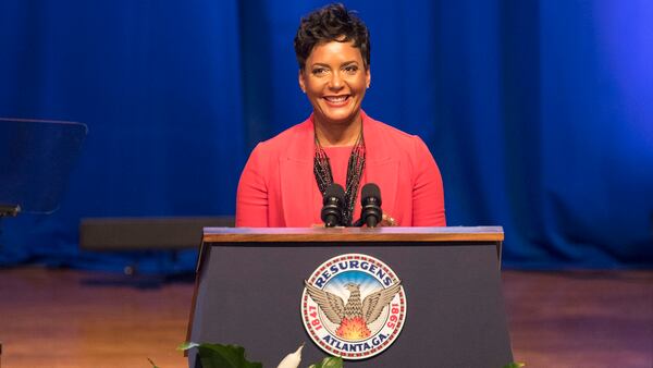 01/02/2018 -- Atlanta, GA, - Atlanta mayor Keisha Lance Bottoms gives her acceptance speech during the 60th Atlanta mayoral inauguration at Martin Luther King, Jr. International Chapel at Morehouse College in Atlanta, Tuesday, January 2, 2018.  In addition to Keisha Lance Bottoms being sworn into the city of Atlanta, Felicia Moore was sworn in as Atlanta city council president, the Atlanta municipal court judges took oath and so did the Atlanta city council. ALYSSA POINTER/ALYSSA.POINTER@AJC.COM