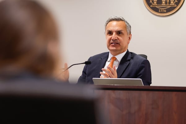 Judge Michael Malihi conducts a ballot challenge hearing Monday for Claudia De la Cruz.