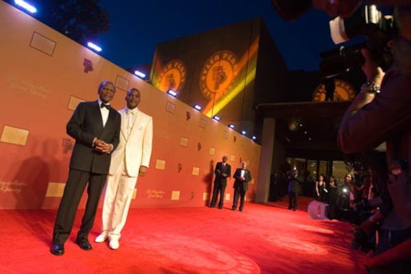 Many big-name celebrities attended the gala for first major television and movie studio owned and run by an African American film producer. Here, Academy Award winning actor Sidney Poitier (left) and Tyler Perry pose on the red carpet.