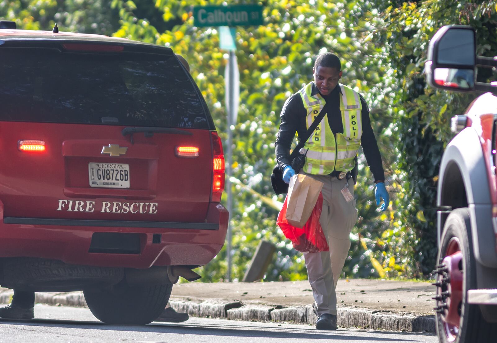 A woman was found dead Monday near the intersection of North Decatur Road and Calhoun Street in DeKalb County, fire officials said. 