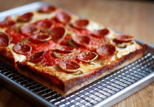 The Colony Squared at Emmy Squared is a Detroit-style pan pizza. Courtesy of Emmy Squared