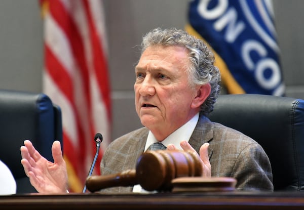 July 14, 2021 Atlanta - Commissioner Lee Morris questions Michel "Marty" Turpeau IV (not pictured) during a meeting at the Fulton County government building in Atlanta on Wednesday, July 14, 2021. Michel "Marty" Turpeau IV, chairman of the embattled Development Authority of Fulton County (DAFC), announced Monday he will end his dual role as interim executive director, effective Aug. 31. (Hyosub Shin / Hyosub.Shin@ajc.com)