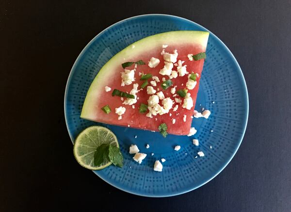 Put away that melon baller and use watermelon wedges for an easy, elegant summer salad. CONTRIBUTED BY KELLIE HYNES