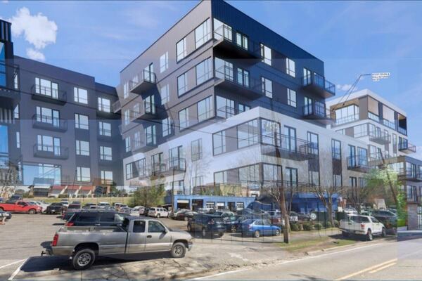 Shelton McNally Real Estate Partners plan to build a six-story development with a total of 7,350 square feet of retail and co-working office space and 199 apartment units at 5810 Roswell Road. Courtesy Sandy Springs