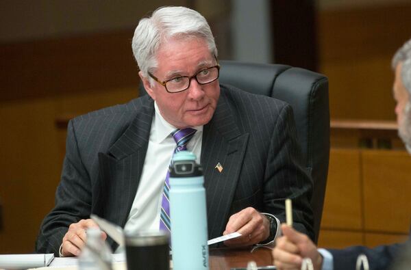 03/10/2018 -- Atlanta, GA - Claud "Tex" McIver sits with his attorneys during the seventeenth day of his trial before Fulton County Chief Judge Robert McBurney on Tuesday, March 10, 2018. ALYSSA POINTER/ALYSSA.POINTER@AJC.COM