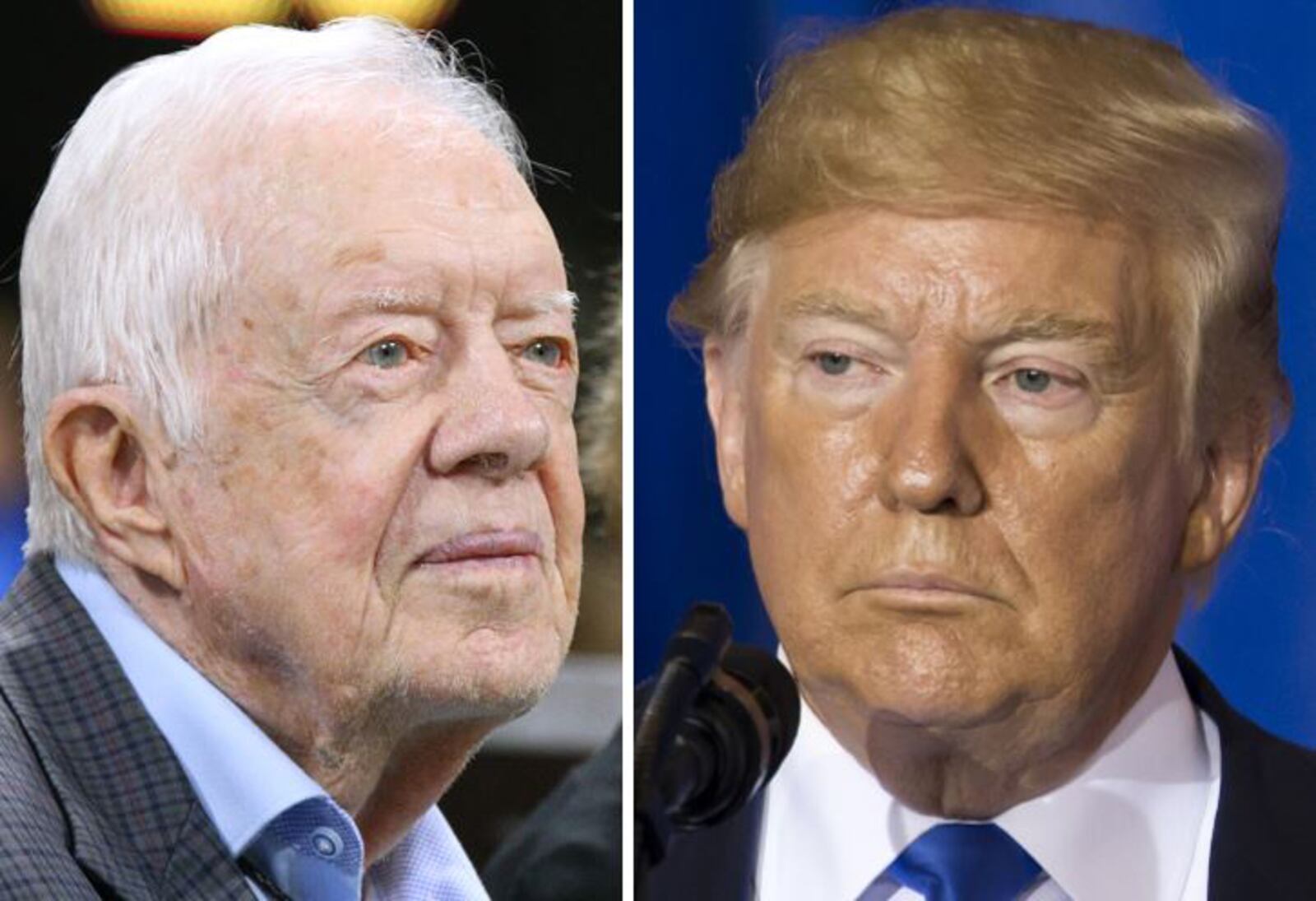 Former President Jimmy Carter (left; photo by Curtis Compton/AJC) and President Donald Trump (photo by Tomohiro Ohsumi/Getty Images)