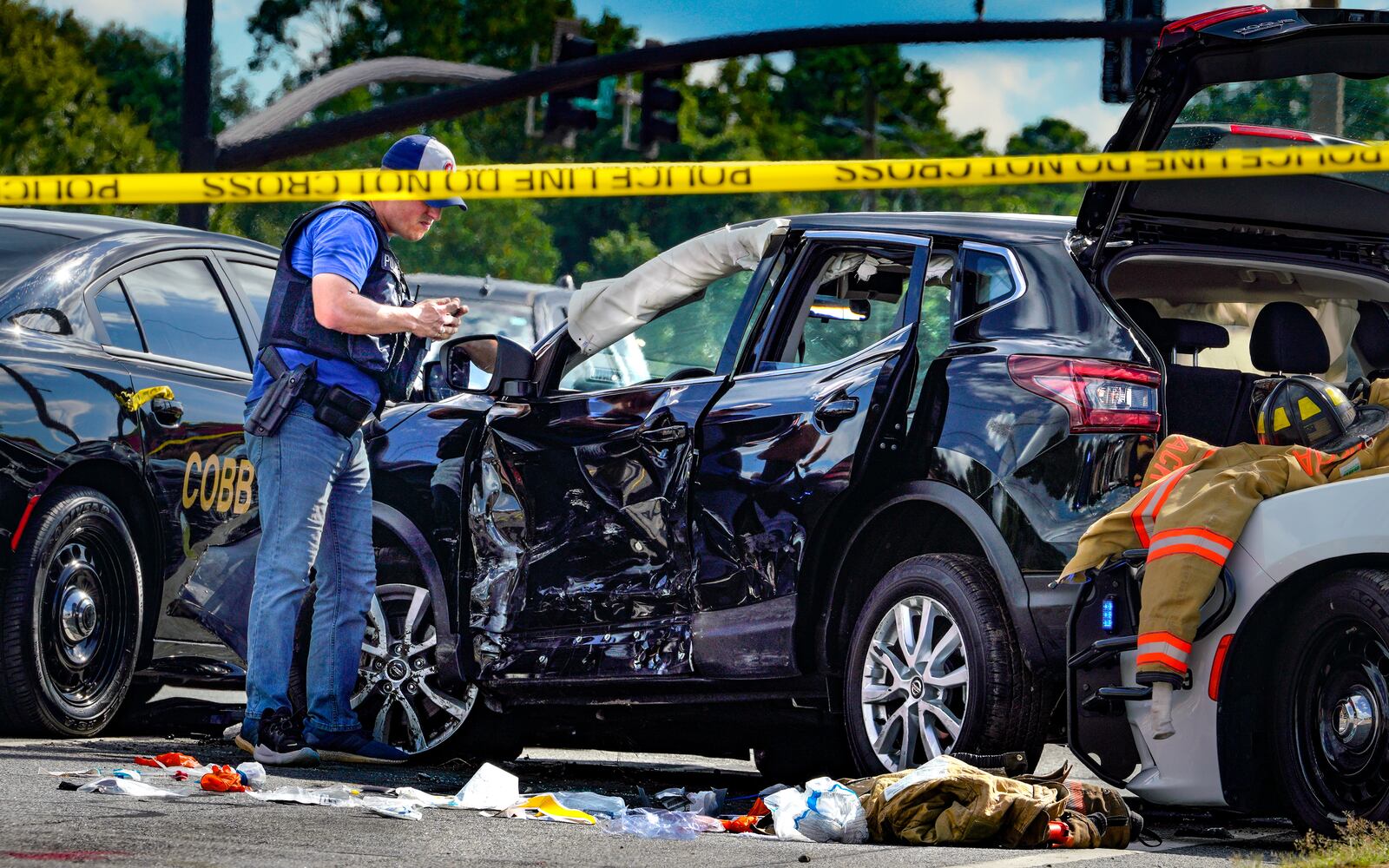 An Austell man was shot and killed by a Cobb County police officer Wednesday afternoon on Powder Springs Road in Marietta. Ben Hendren for the Atlanta Journal Constitution