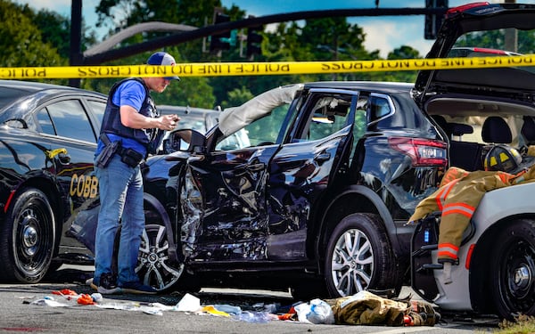 An Austell man was shot and killed by a Cobb County police officer Wednesday afternoon on Powder Springs Road in Marietta. Ben Hendren for the Atlanta Journal Constitution