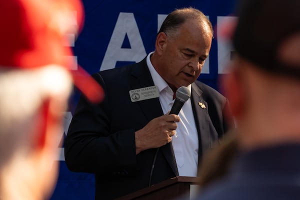 State Rep. Devan Seabaugh, R-Marietta, speaks at the opening of a new Trump campaign office in Marietta on June 26, 2024. The opening came the day before the debate between former President Donald Trump and President Joe Biden in Atlanta. Seeger Gray/AJC 2024