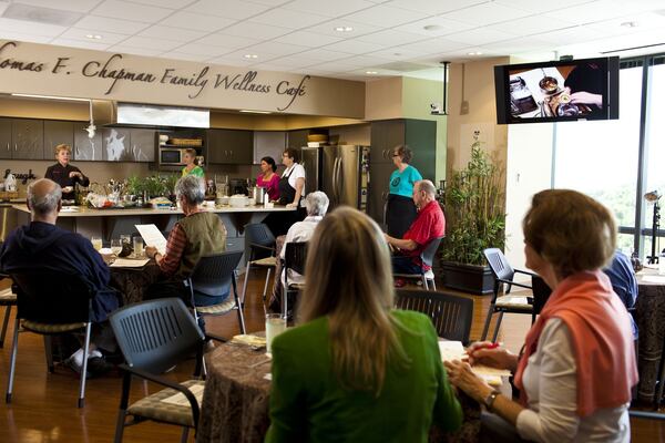 Cancer patients attend a cooking class at the center at Piedmont Atlanta Hospital. The center provides free, comprehensive services and programs to those affected by cancer at any phase in their journey. Photo credit: Piedmont Healthcare