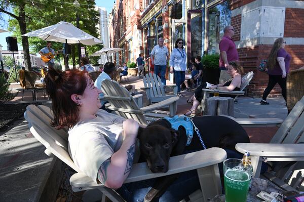 Janin Irby and her dog Eli enjoy a recent evening in Macon.