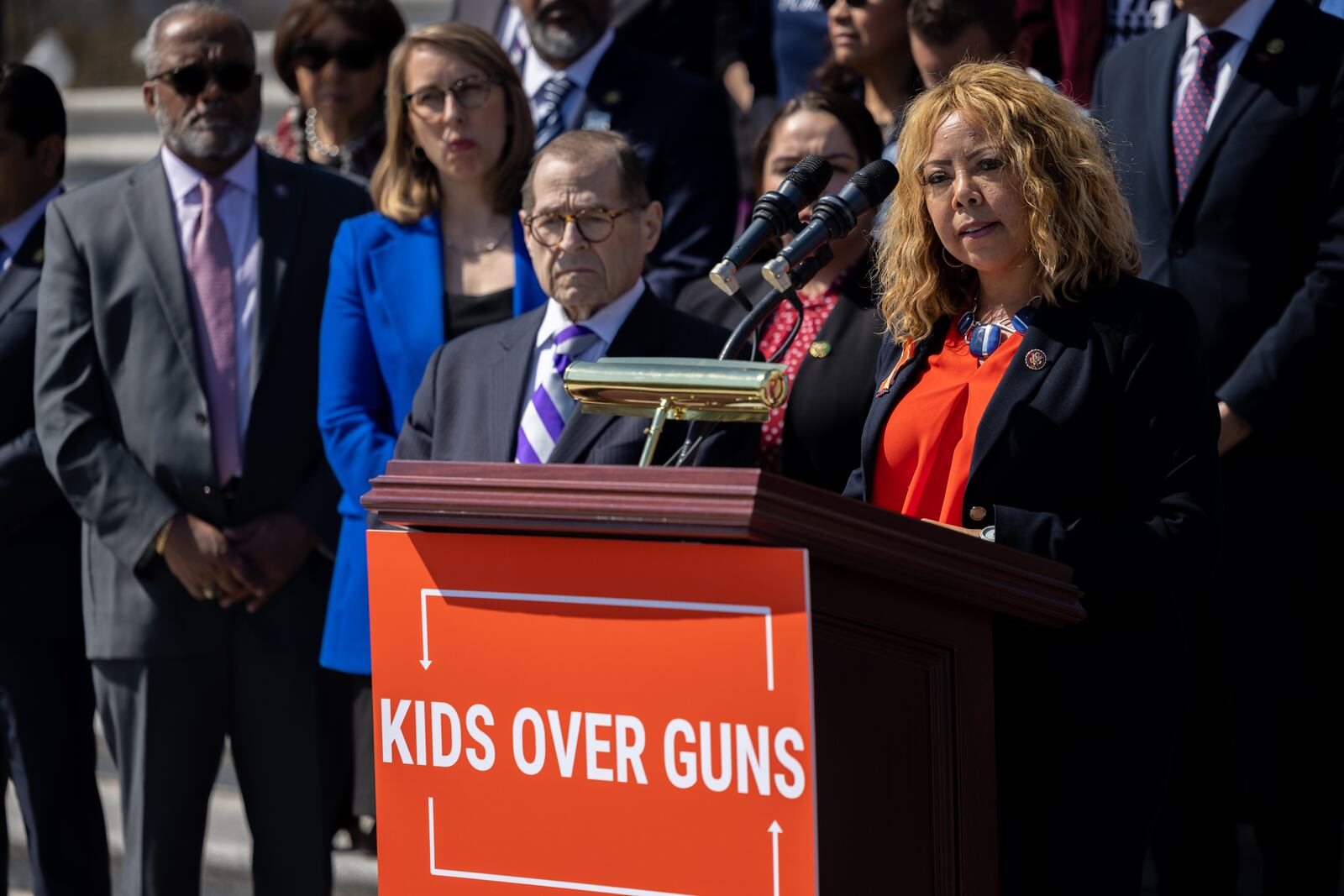 U.S. Rep. Lucy McBath (D-GA) speaks at a House Democratic news conference on gun violence on March 29th, 2023 in Washington, D.C. On Wednesday, she spoke at an event convened by Vice President Kamala Harris and the White House's New Office of Gun Violence Prevention. (Nathan Posner for the Atlanta Journal-Constitution)