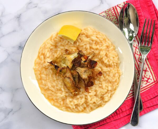 Oven-Fried Artichoke Risotto. (Chris Hunt for The Atlanta Journal-Constitution)