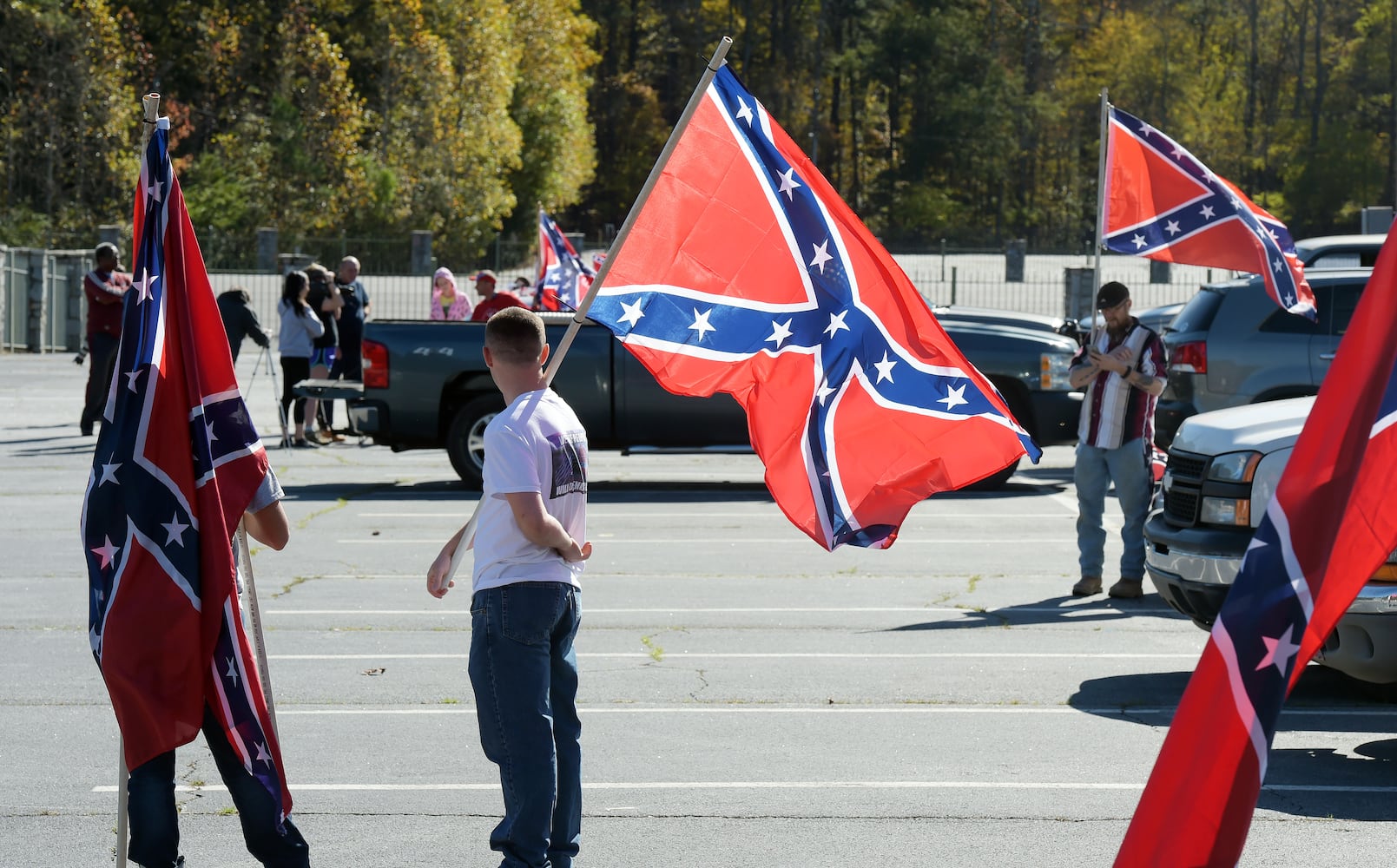 The protest is in response to a proposal to place a MLK memorial on Stone Mountain