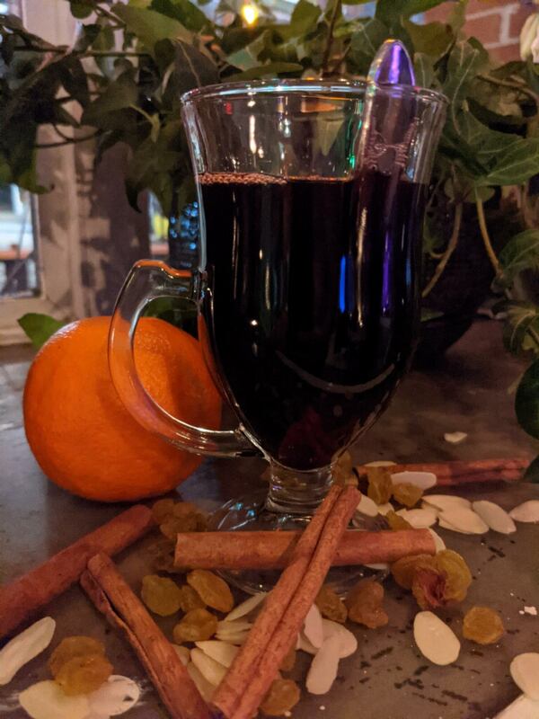 At 8Arm, the Scandinavian-style gløgg is made with red wine, port, aquavit and a long list of spices, peels, raisins and almonds. Courtesy of Joshua Fryer