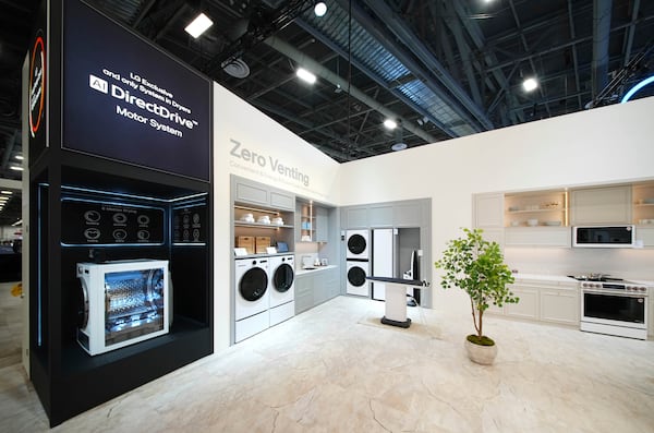 IMAGES DISTRIBUTED FOR LG - LG Electronics showcases a wide selection of laundry solutions including heat pump washer and dryer at KBIS 2025 on Tuesday, Feb. 25, 2025, in Las Vegas. (Jack Dempsey/AP Content Services for LG)