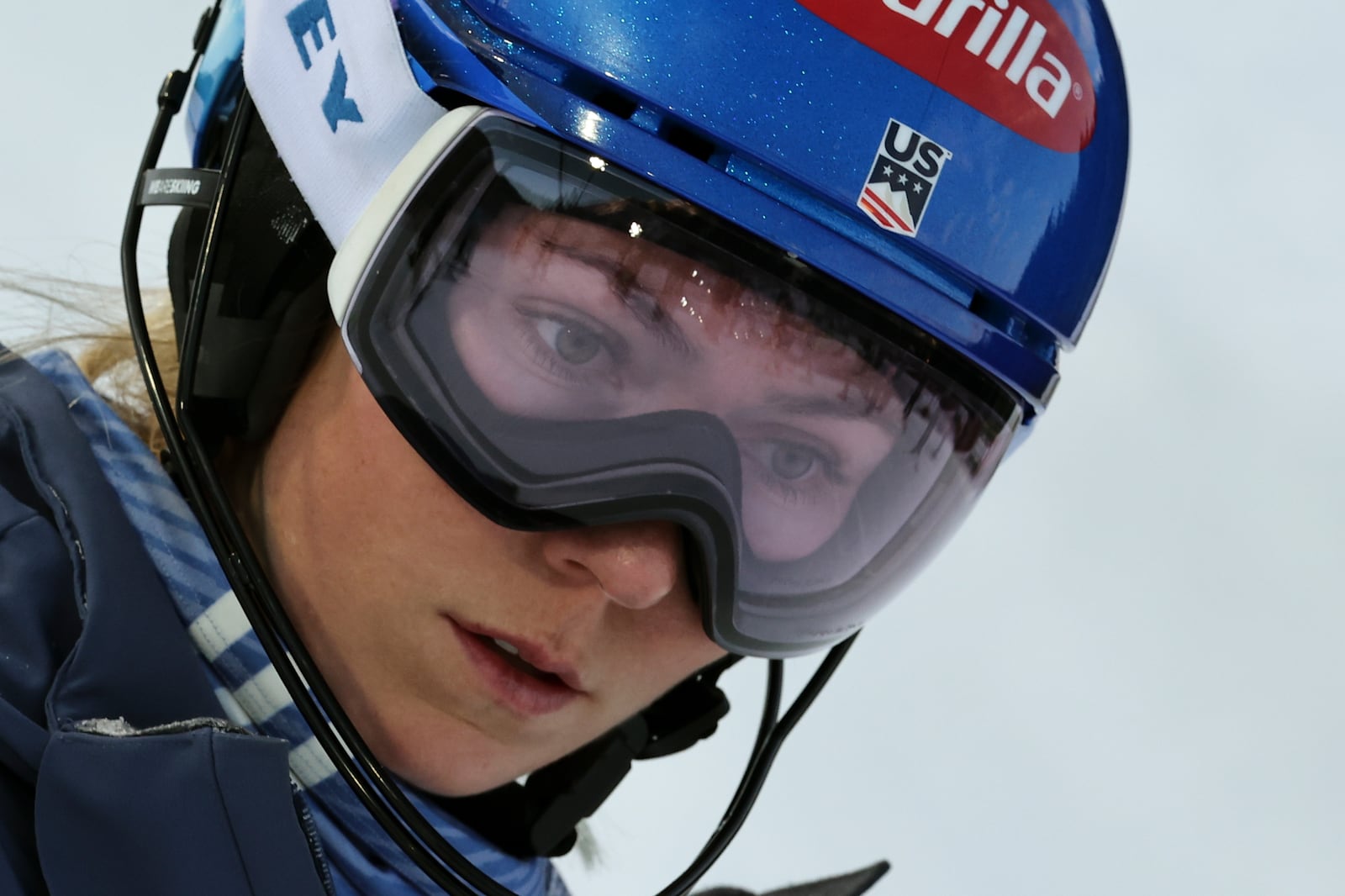 FILE - United States' Mikaela Shiffrin inspects the course prior to an alpine ski, women's World Cup slalom in Flachau, Austria, on Jan.16, 2024. American ski star Mikaela Shiffrin won’t race downhills in the upcoming World Cup season in which she aims for her 100th career win. (AP Photo/Giovanni Auletta, File)