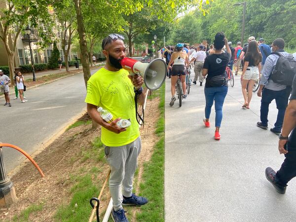 John Wade leads a group of protesters on the Beltline during a June 4 demonstration against police violence.