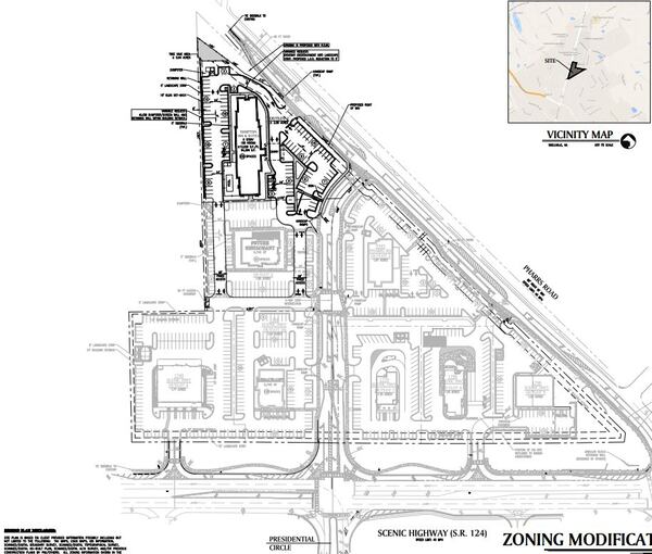 A five-story Hampton Inn and Suites has been proposed as part of the Park Place shopping center at the intersection of Ga. 124 and Pharrs Road.