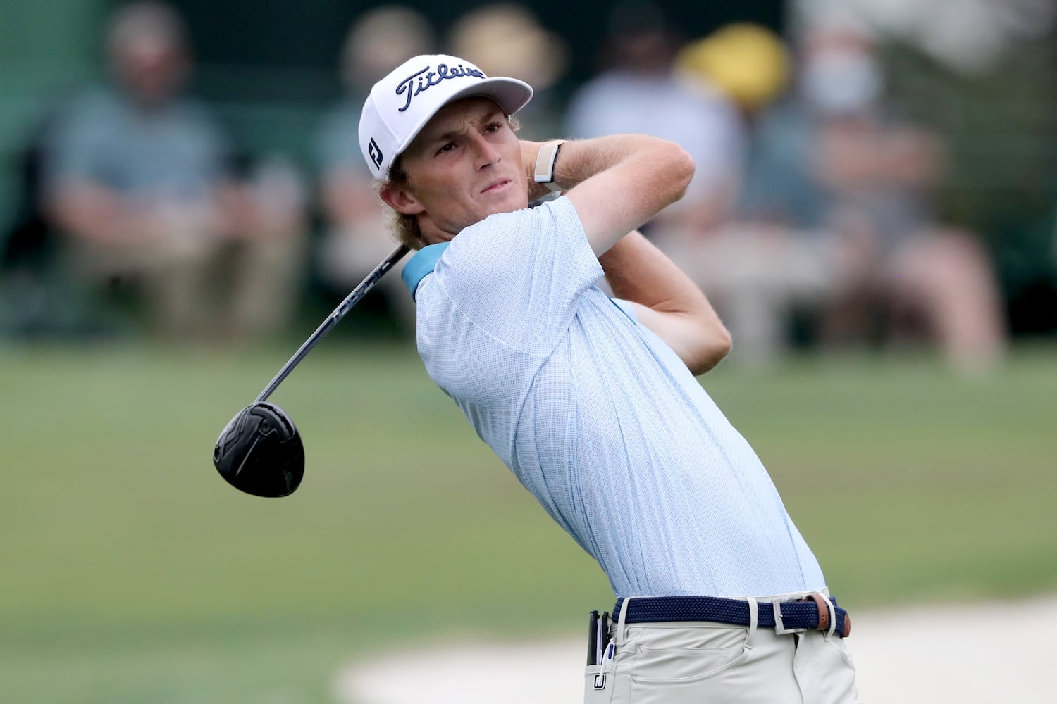 April 10, 2021, Augusta: Will Zalatoris tees off on the third hole during the third round of the Masters at Augusta National Golf Club on Saturday, April 10, 2021, in Augusta. Curtis Compton/ccompton@ajc.com