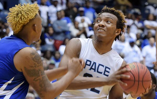 Wendell Carter (22) led Pace Academy to a Class AA boys championship. (Kent D. Johnson/AJC)