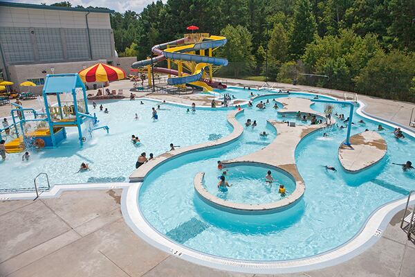 Mountain Park Aquatic Center in Gwinnett County has many features, including water slides, a Lazy River and zero-depth entry point. Contributed by Gwinnett County