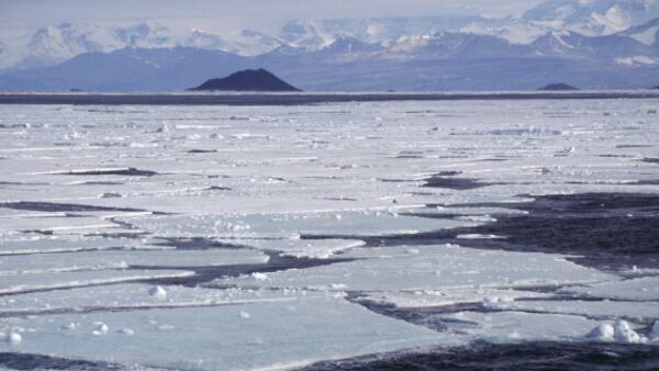 Sheets of ice lay on top of the Southern Ocean en route from McMurdo to Cape Royds, Antarctica.