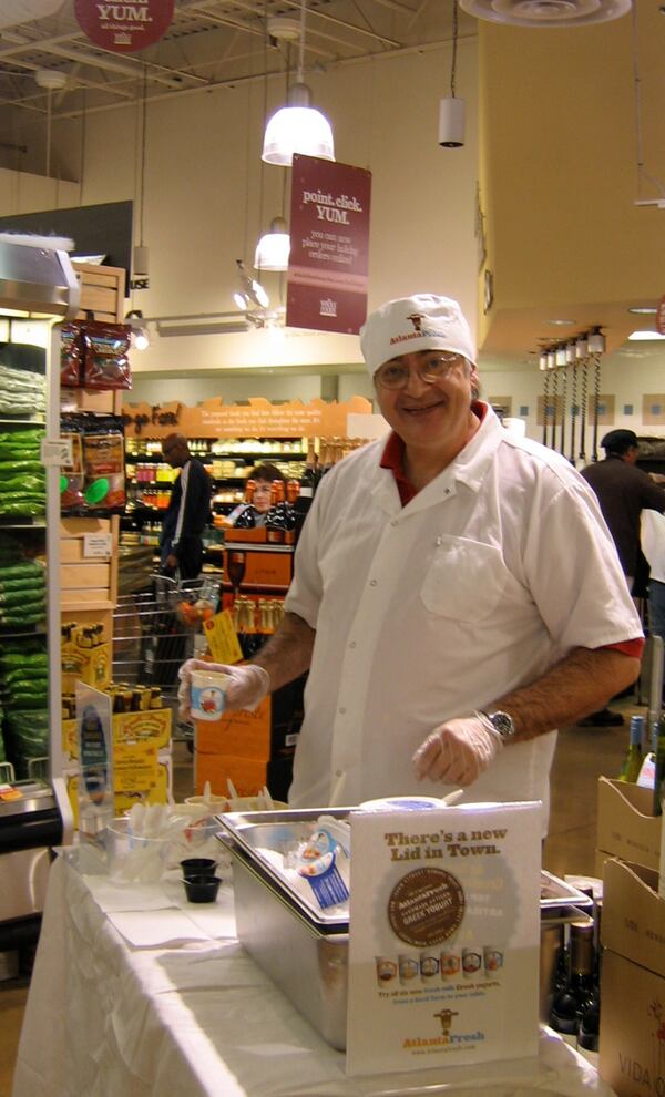  Getting out to talk to customers is one way Ron Marks gets ideas for new flavors for AtlantaFresh Artisan Creamery yogurts. Here's he at the Briarcliff Road Whole Foods. (Photo credit: AtlantaFresh Artisan Creamery)