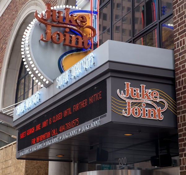 Sweet Georgia Juke Joint is closed for business Wednesday, June 17, 2020 due to the Covid outbreak but did not sustain damages during riots earlier this month. The Juke Joint did board up windows to be preventative. (Jenni Girtman for The Atlanta Journal-Constitution)