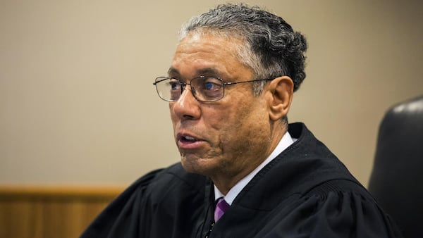 Judge William Crawford speaks during the arraignment of five Michigan teenagers charged with second-degree murder in a rock-throwing incident on Interstate 75, Tuesday, Oct. 24, 2017, in Genesee County District Court in downtown Flint, Mich. Crawford denied bond to the teens aged 15 through 17 who are being charged as adults.  