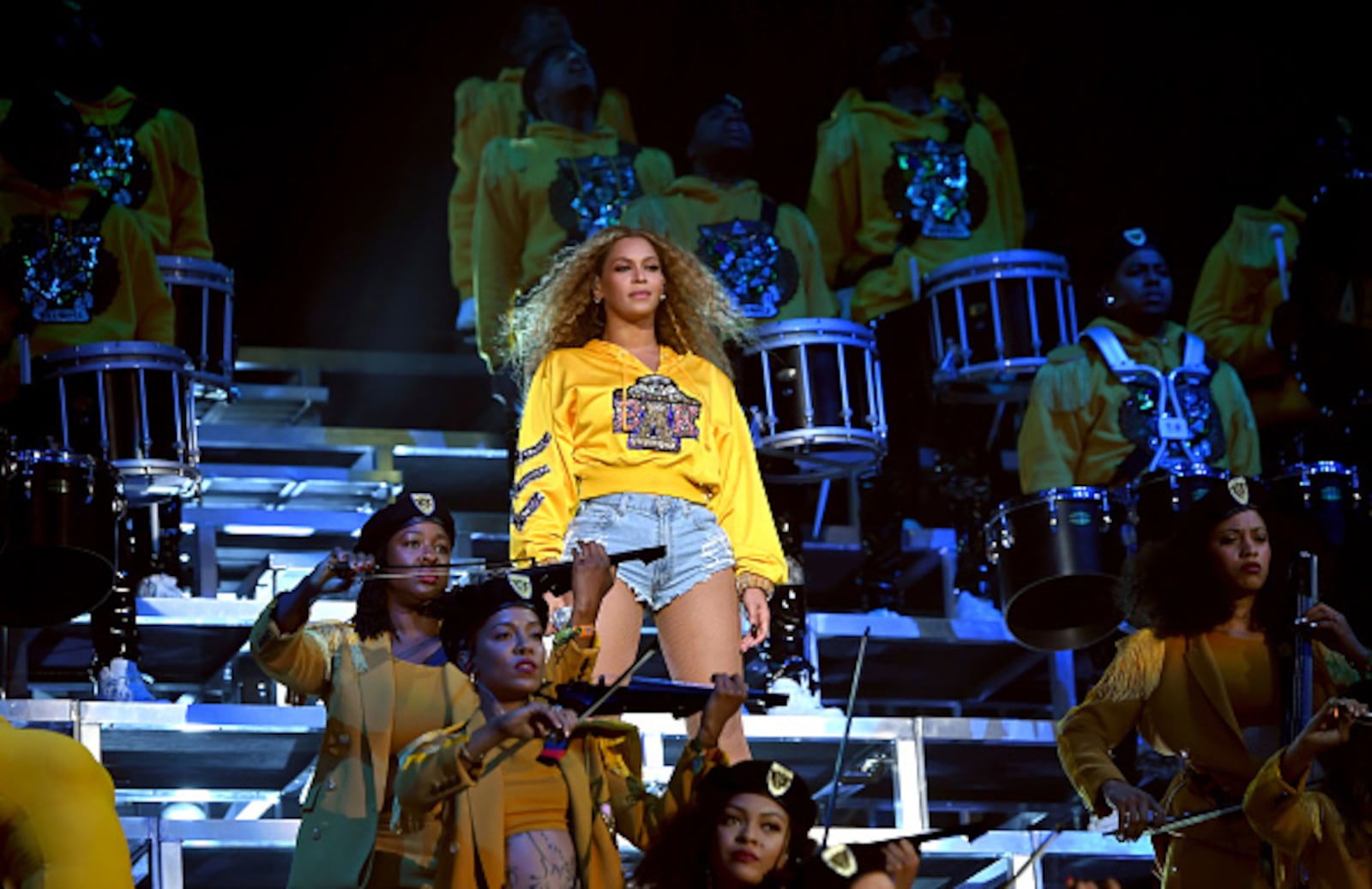 INDIO, CA - APRIL 14:  Beyonce Knowles performs onstage during 2018 Coachella Valley Music And Arts Festival Weekend 1 at the Empire Polo Field on April 14, 2018 in Indio, California.  (Photo by Larry Busacca/Getty Images for Coachella )