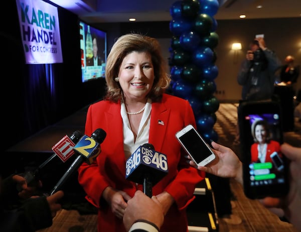 U.S. Rep. Karen Handel at her election night watch party. Photo: Curtis Compton