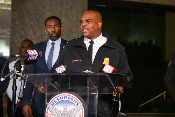 Atlanta Police Deputy Chief Charles Hampton speaks during a press conference on Monday, December 12, 2022, in Atlanta.  CHRISTINA MATACOTTA FOR THE ATLANTA JOURNAL-CONSTITUTION.