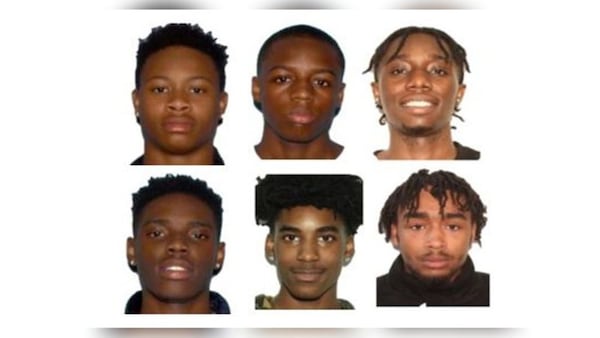 Top row, from left: Tyreek Farmer, Tobias Gresham, Antoine Gresham. Bottom: Teshaun Hightower, Jeffrey Hightower, Kelvonie Burney