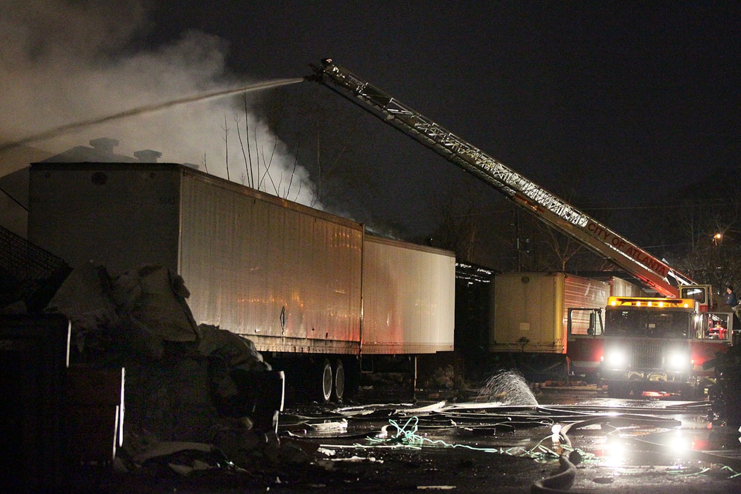 Atlanta firefighters battle warehouse fire