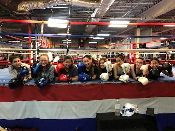 Some female members of the Georgia Tech Boxing Club pose for a photo. Of the 85 members in the club, which was established last fall, 25 are female. The club is coached by Terri Moss of Buckhead Fight Club. CONTRIBUTED BY TERRI MOSS