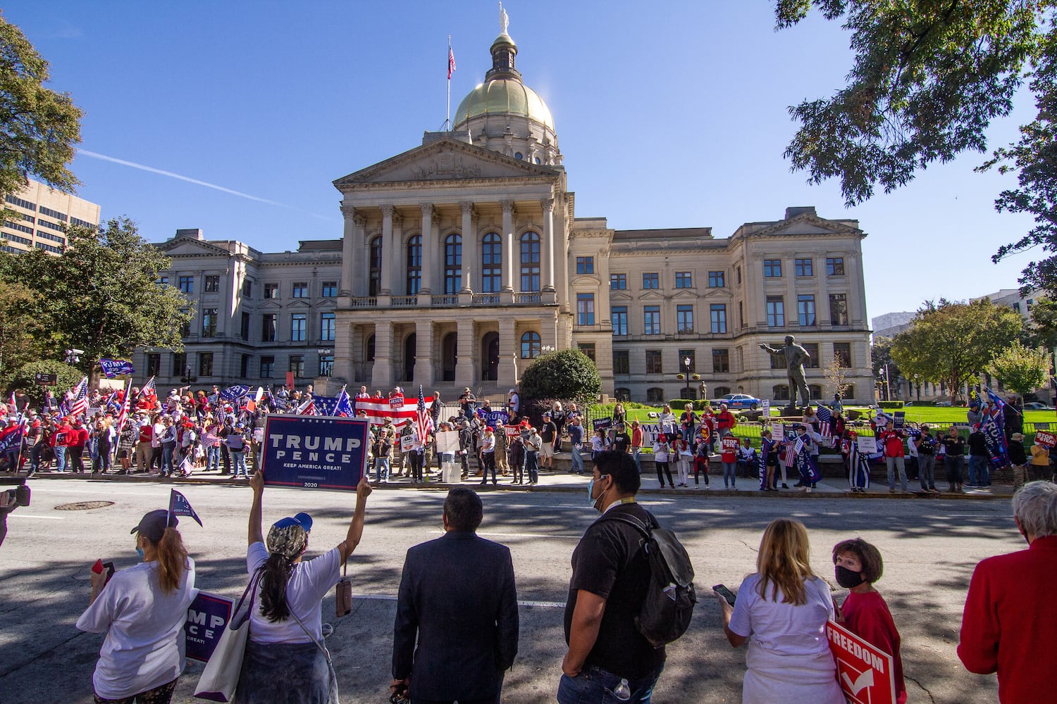 Demonstrate against the election being stolen from President Trump